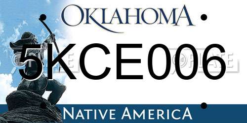 5KCE006 Oklahoma License Plate