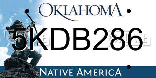 5KDB286 Oklahoma License Plate