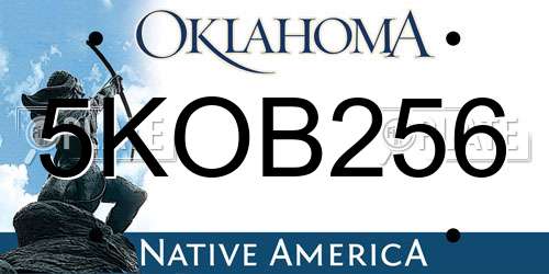 5KOB256 Oklahoma License Plate
