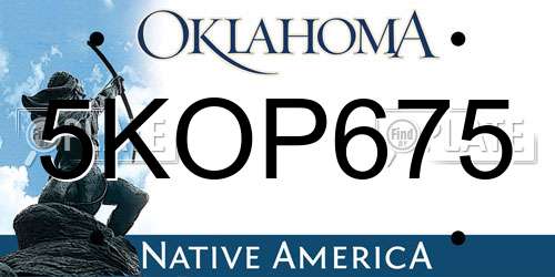 5KOP675 Oklahoma License Plate