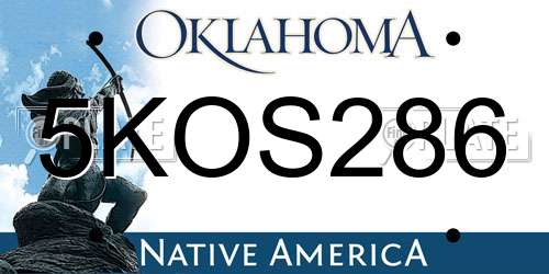 5KOS286 Oklahoma License Plate