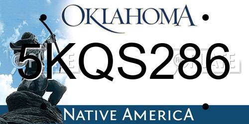 5KQS286 Oklahoma License Plate