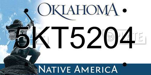5KT5204 Oklahoma License Plate