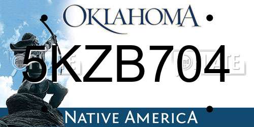 5KZB704 Oklahoma License Plate