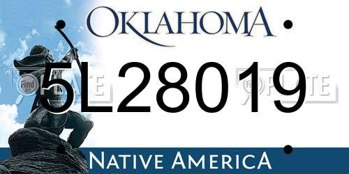 5L28019 Oklahoma License Plate