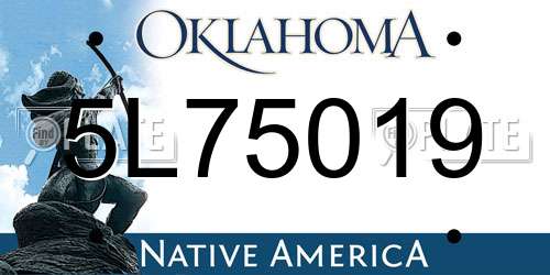 5L75019 Oklahoma License Plate