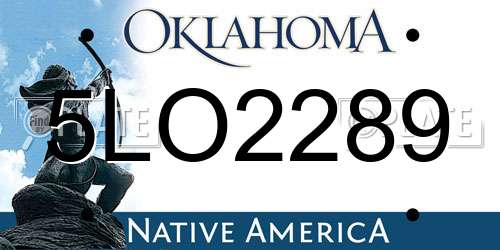 5LO2289 Oklahoma License Plate