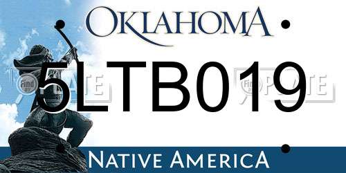5LTB019 Oklahoma License Plate