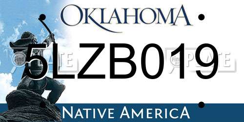 5LZB019 Oklahoma License Plate