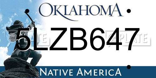 5LZB647 Oklahoma License Plate
