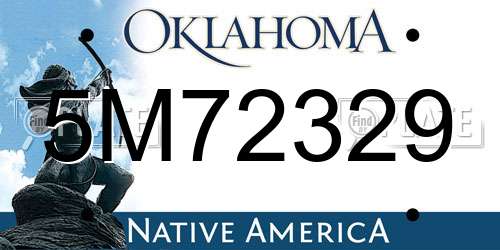 5M72329 Oklahoma License Plate