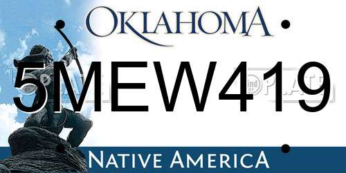 5MEW419 Oklahoma License Plate