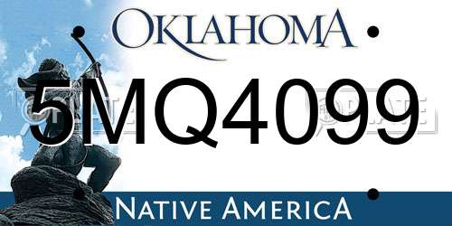 5MQ4099 Oklahoma License Plate