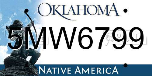 5MW6799 Oklahoma License Plate