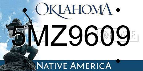 5MZ9609 Oklahoma License Plate