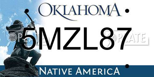 5MZL87 Oklahoma License Plate