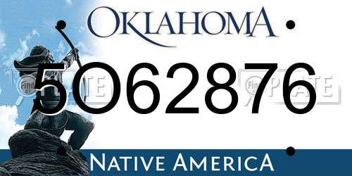 5O62876 Oklahoma License Plate