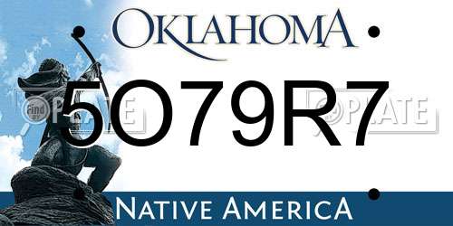 5O79R7 Oklahoma License Plate
