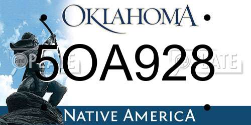 5OA928 Oklahoma License Plate