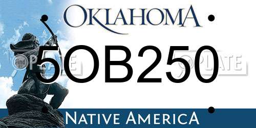 5OB250 Oklahoma License Plate