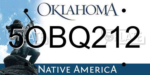 5OBQ212 Oklahoma License Plate