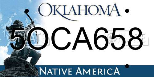 5OCA658 Oklahoma License Plate