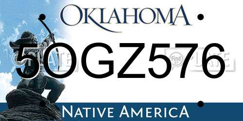 5OGZ576 Oklahoma License Plate