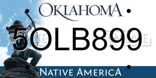 5OLB899 Oklahoma License Plate