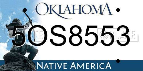 5OS8553 Oklahoma License Plate