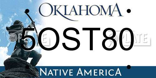 5OST80 Oklahoma License Plate