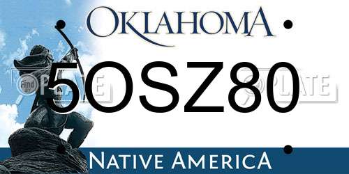 5OSZ80 Oklahoma License Plate
