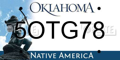 5OTG78 Oklahoma License Plate