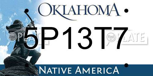 5P13T7 Oklahoma License Plate