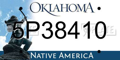 5P38410 Oklahoma License Plate