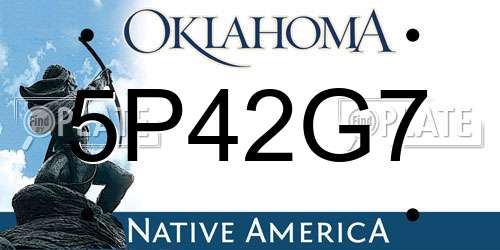 5P42G7 Oklahoma License Plate