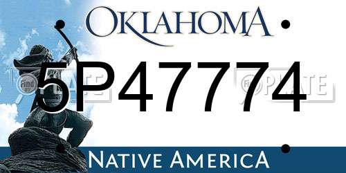 5P47774 Oklahoma License Plate