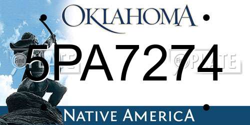 5PA7274 Oklahoma License Plate