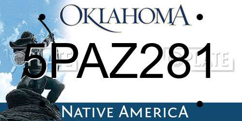 5PAZ281 Oklahoma License Plate