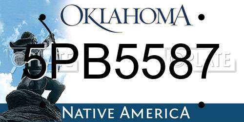 5PB5587 Oklahoma License Plate