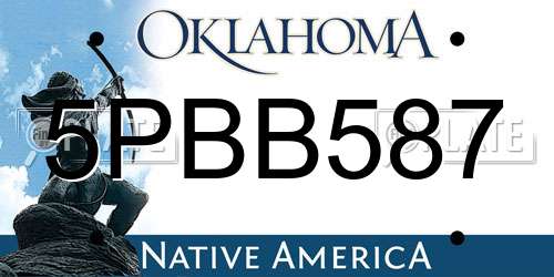 5PBB587 Oklahoma License Plate