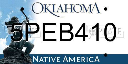 5PEB410 Oklahoma License Plate
