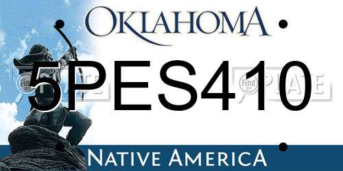 5PES410 Oklahoma License Plate