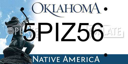 5PIZ56 Oklahoma License Plate
