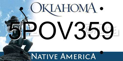 5POV359 Oklahoma License Plate