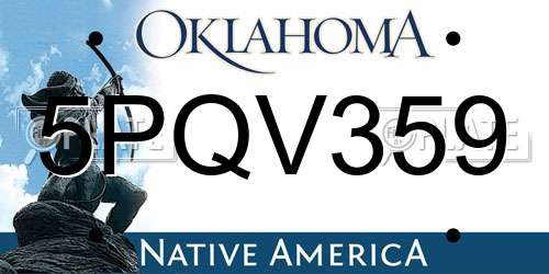 5PQV359 Oklahoma License Plate