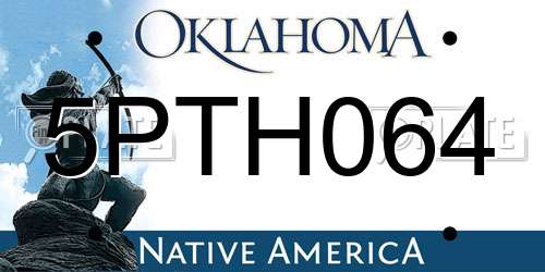 5PTH064 Oklahoma License Plate