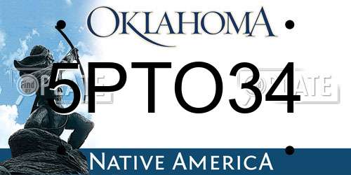 5PTO34 Oklahoma License Plate
