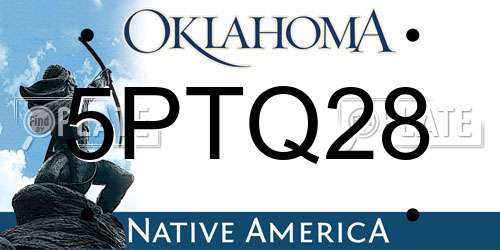5PTQ28 Oklahoma License Plate