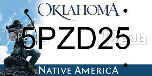 5PZD25 Oklahoma License Plate