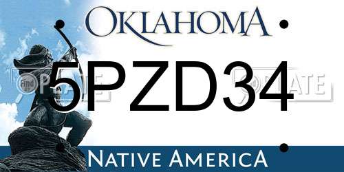 5PZD34 Oklahoma License Plate